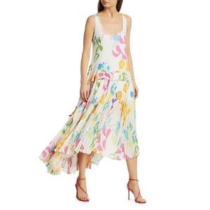 Tanya Taylor Colorful Floral High Low Dress
